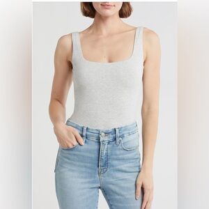 GOOD AMERICAN Super Stretch Tank Womens's Bodysuit Heather Grey Size XL BNWT